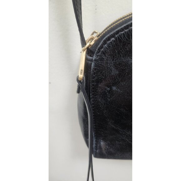 HOBO Black Leather Crossbody Bag Small Dome Shape Zip Top Adjustable Strap Vinta - Picture 7 of 12